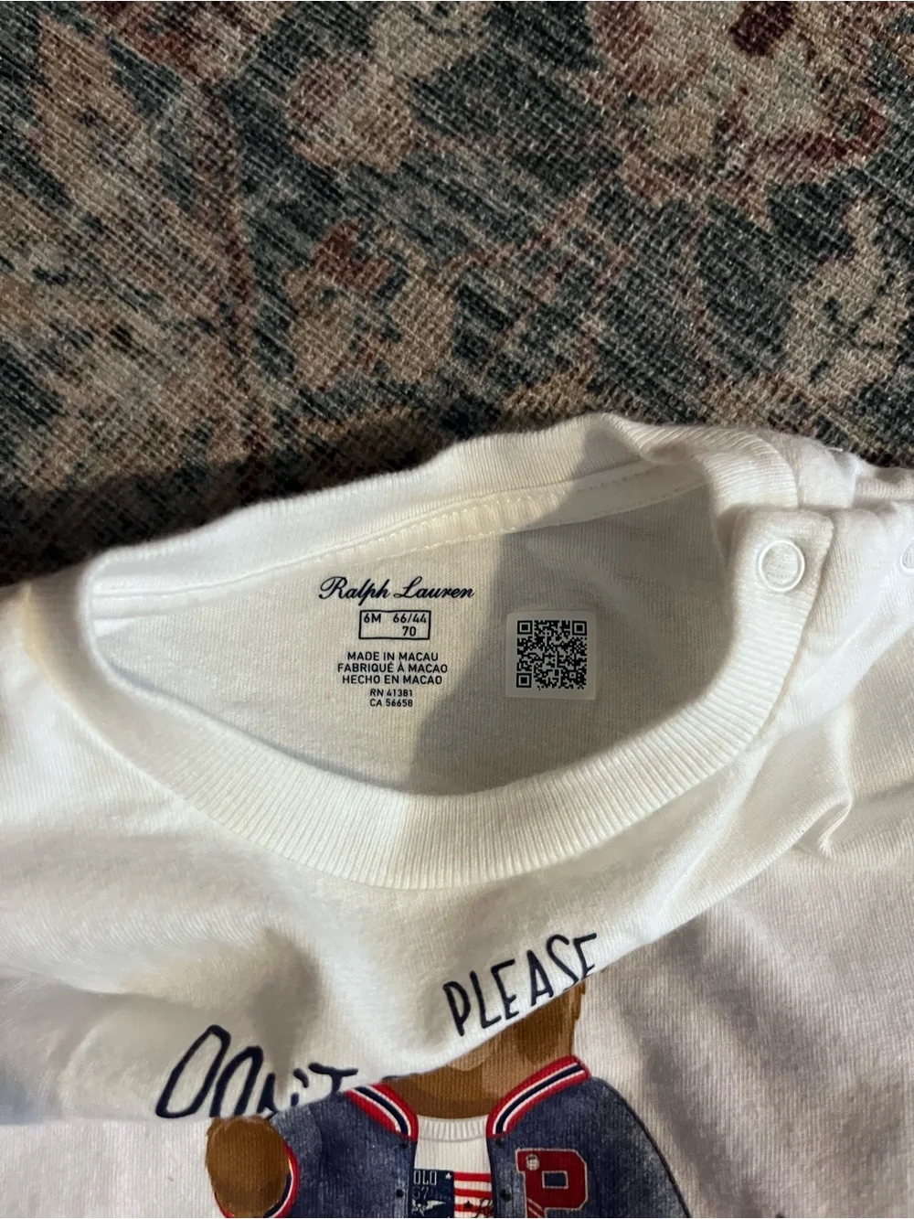 Ralph Lauren 6M White Graphic Tee with Denim Jogger Pants